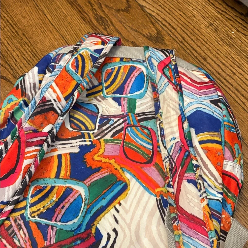 Kipling Multicolor Abstract Pattern Backpack with Pink Logo - Picture 4 of 7